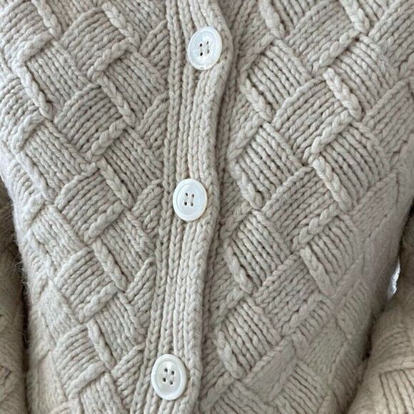 Vintage Y2K Express Womens White Chunky Wool Soft Fisherman Cardigan Sz M - Picture 2 of 9